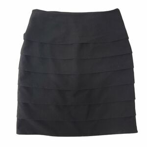 D.F.A. New York Ruffled Black A-Line Skirt